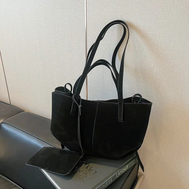 SEAME - Adriana - Vegan Leather Tote Bag with Large Capacity & Coin Purse for Women Brown