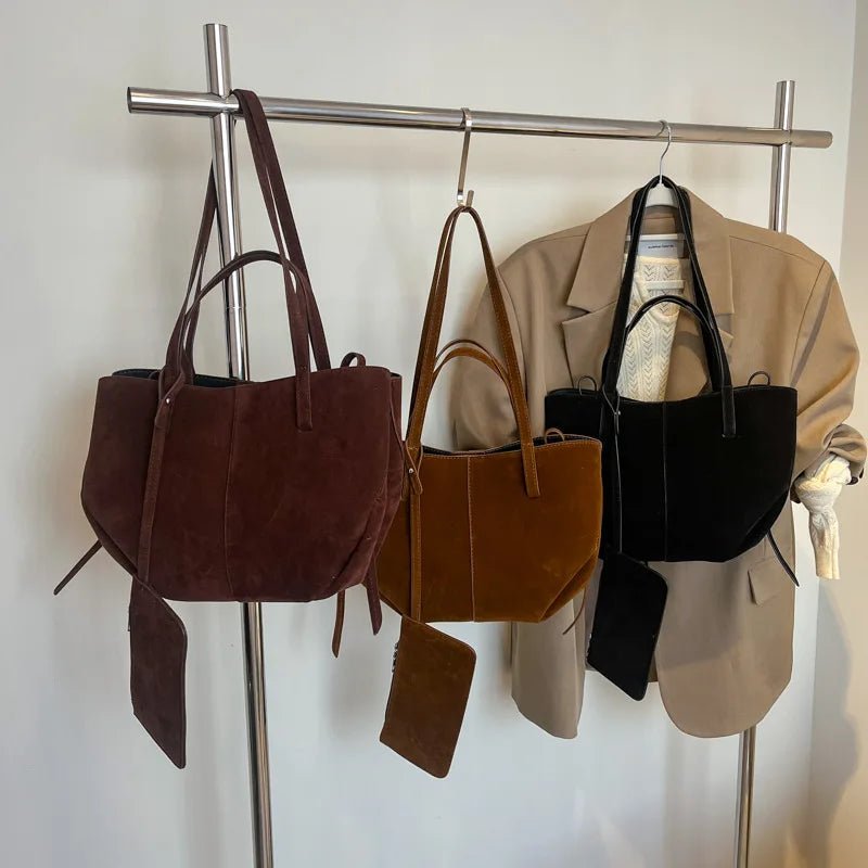 SEAME - Adriana - Vegan Leather Tote Bag with Large Capacity & Coin Purse for Women Brown