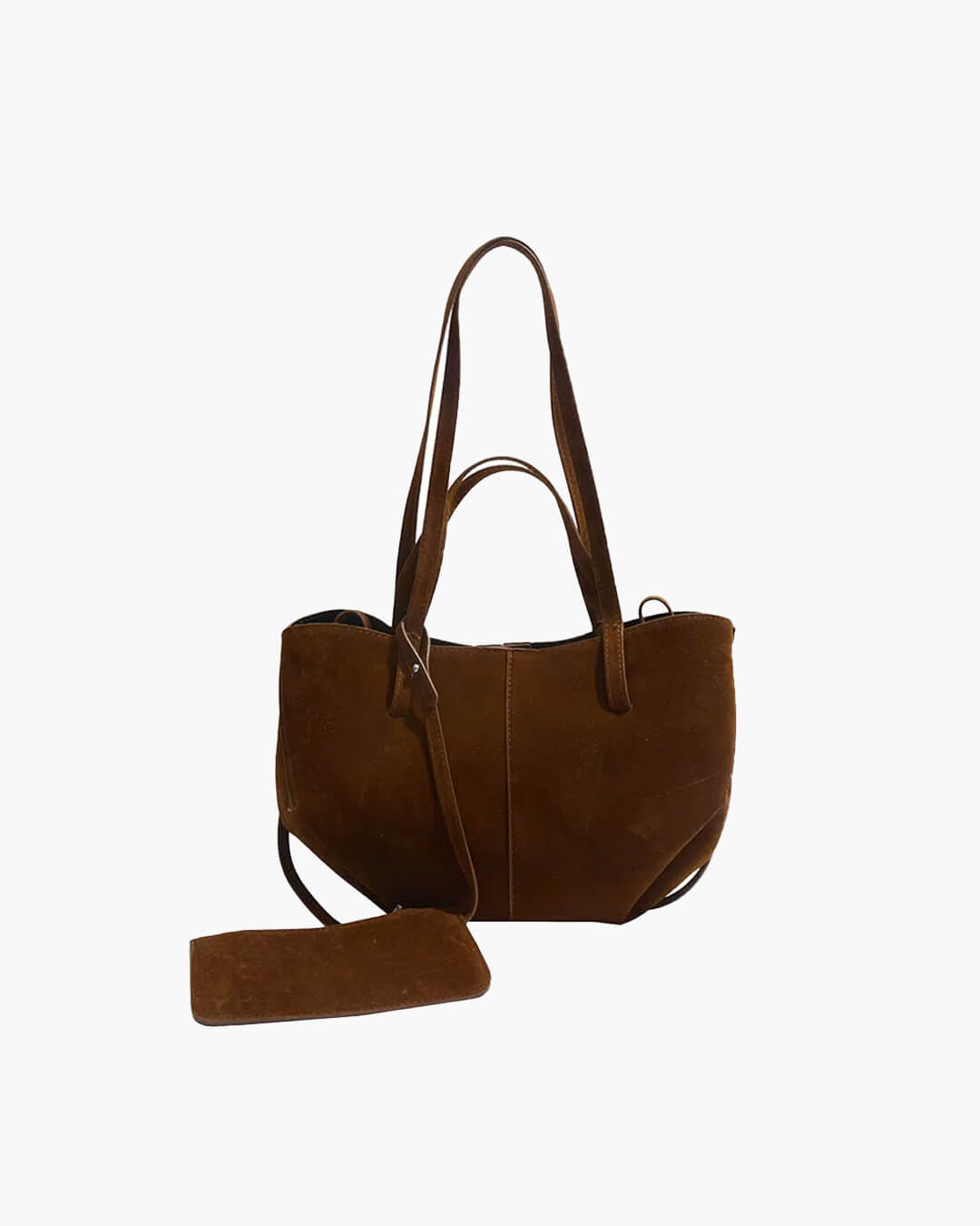 SEAME - Adriana - Vegan Leather Tote Bag with Large Capacity & Coin Purse for Women Brown
