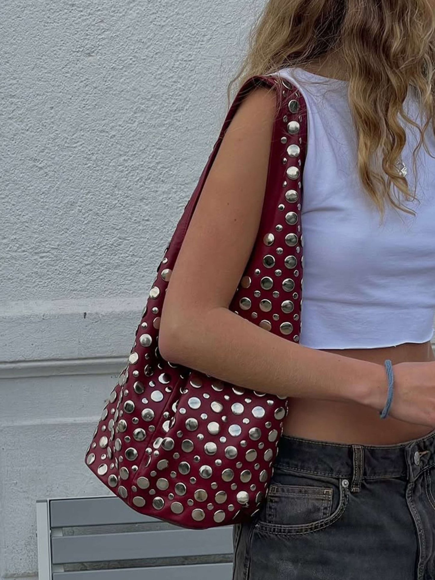 Seame - Alva Studded Bucket Bag Red Regular