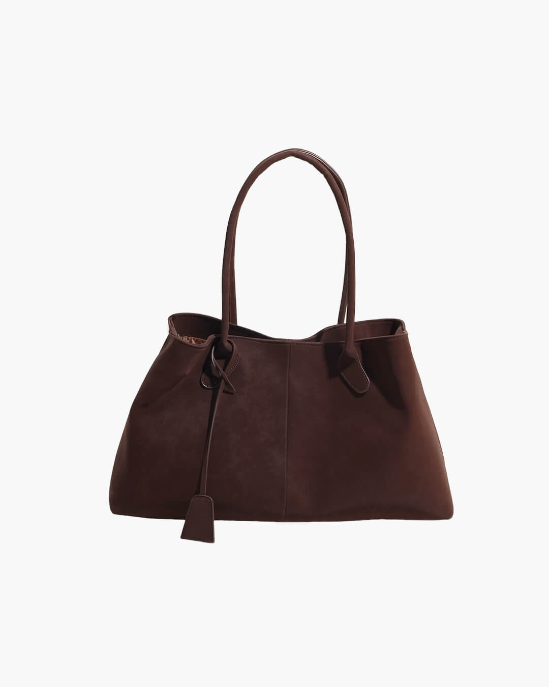 SEAME - Amara - Large Capacity Vegan Suede Handbag for Women in Retro Style Dark Brown