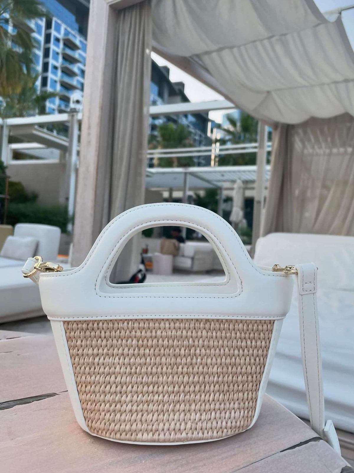 Seame - Astrid Woven Bag with Handle White Regular