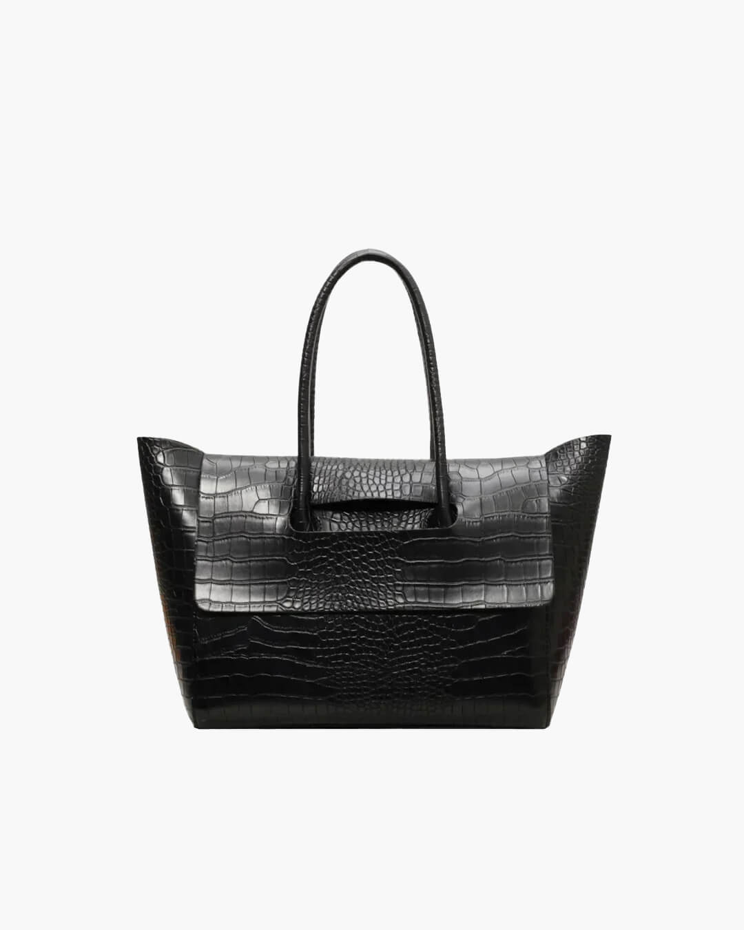 SEAME - Claudia Handbag - Stylish Crocodile Pattern Large Capacity Tote for Women Black