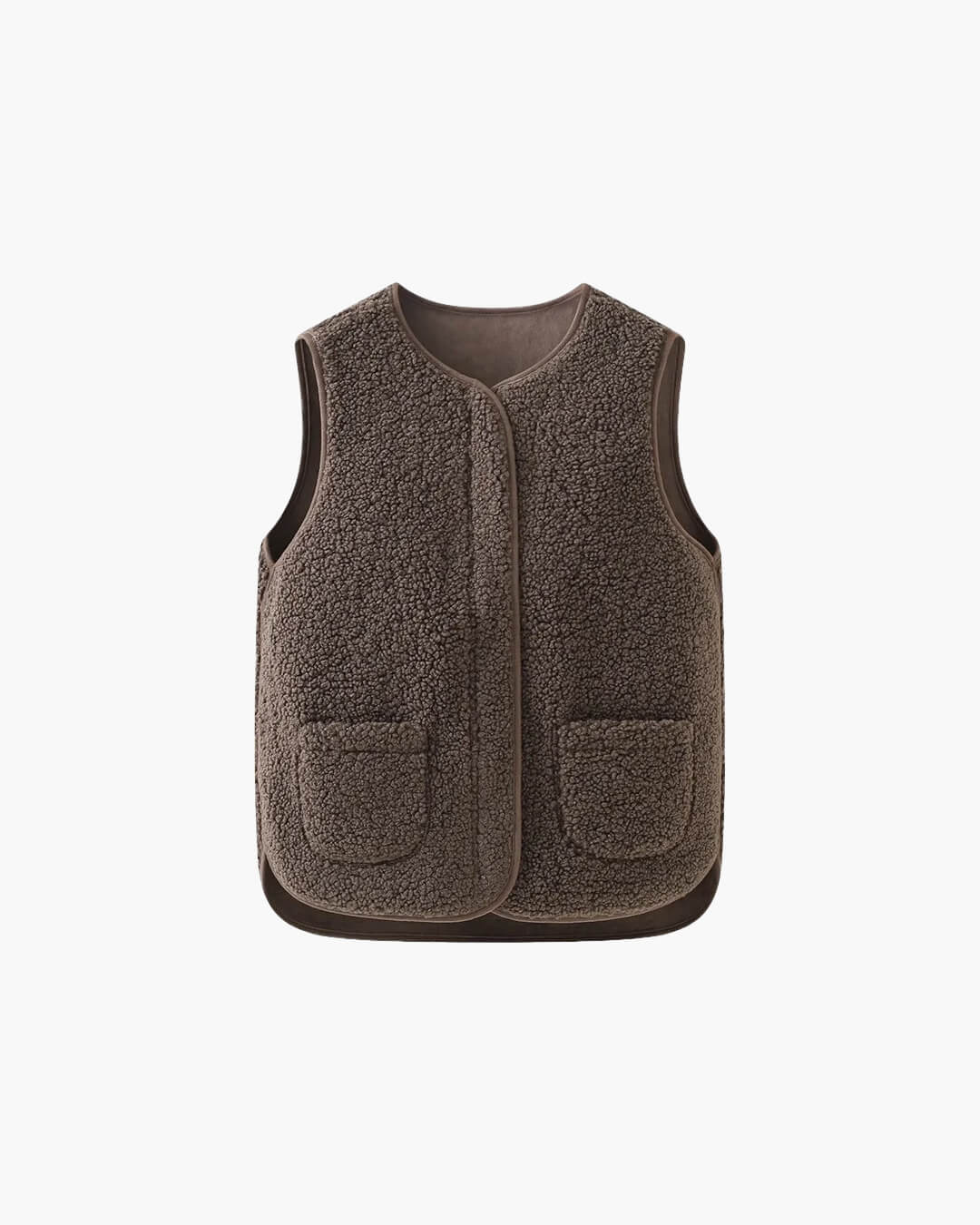 SEAME - Ellen Fleece Vest Jacket Dark Brown One Size