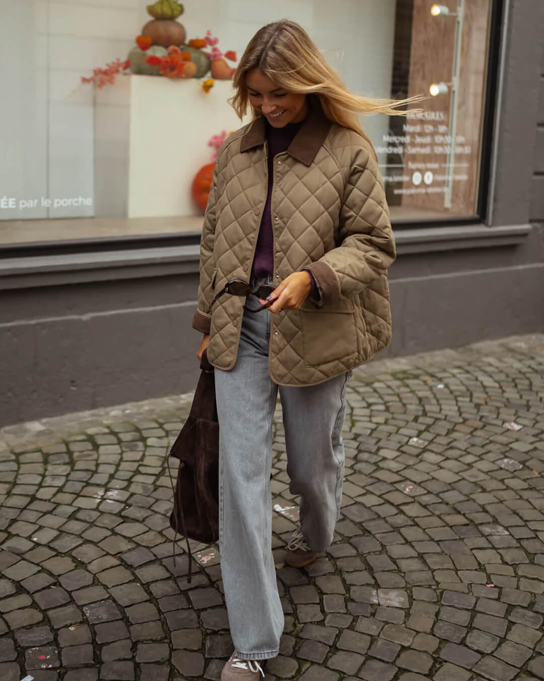 SEAME - Elsa Quilted Retro Jacket Brown M