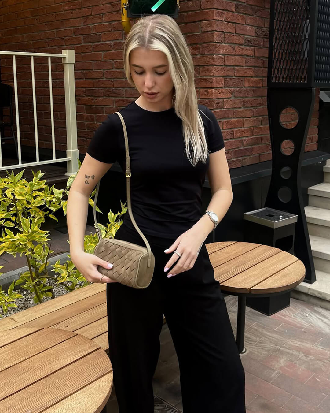 SEAME - Eva Woven Suede Bag Beige Regular