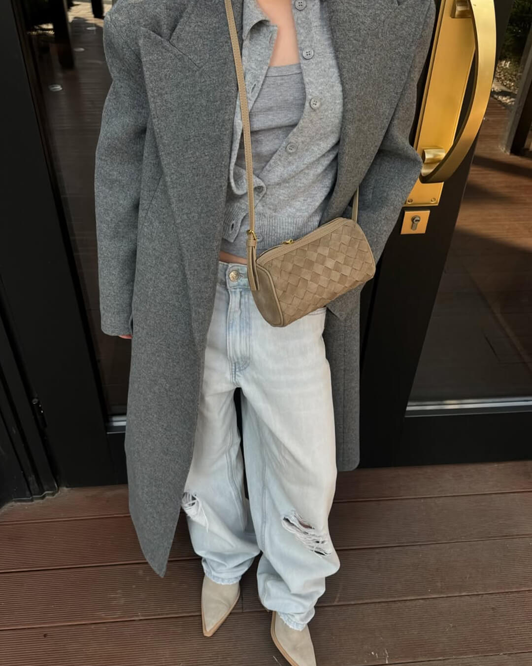 SEAME - Eva Woven Suede Bag Beige Regular