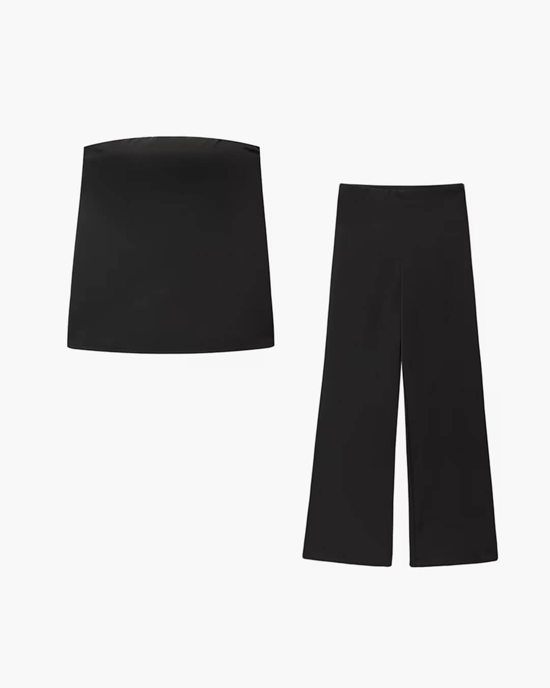 SEAME - Fiona Satin Bandeau Set Black S