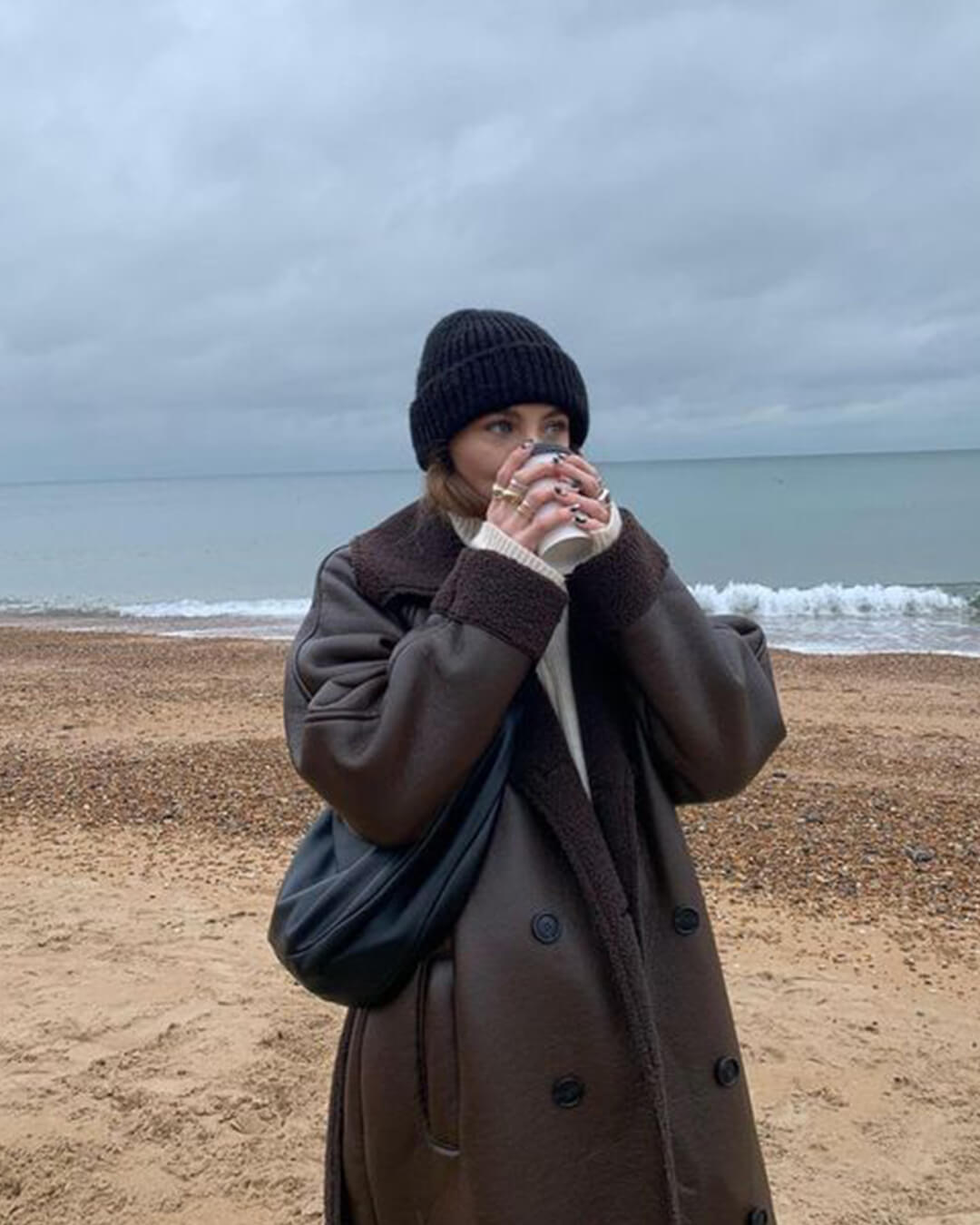 SEAME - Gabriela Vegan Leather Hobo Bag Black Regular