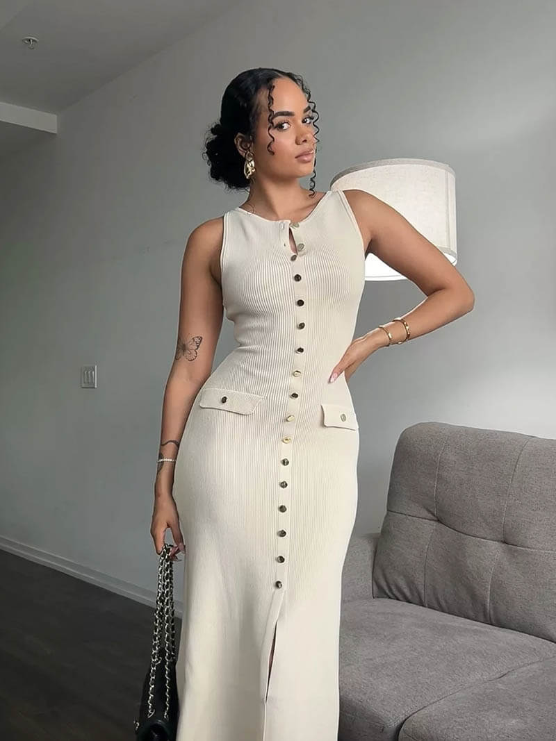 Seame - Georgia Maxi Dress Beige S