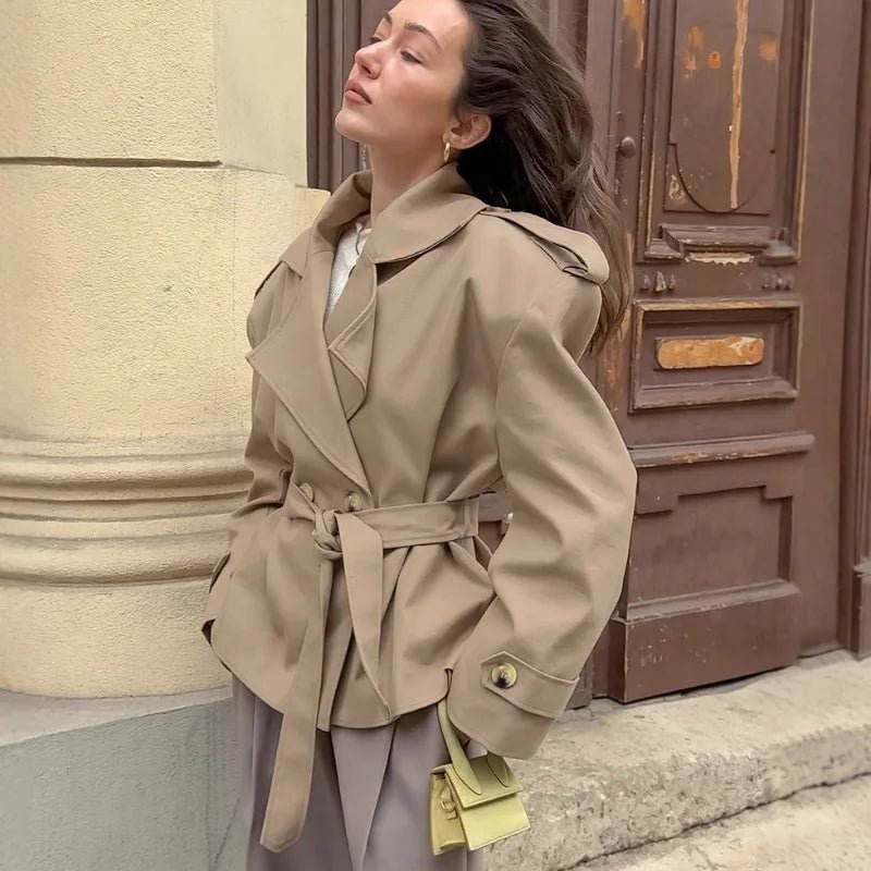 SEAME - Gianne Crop Trench Coat Beige L