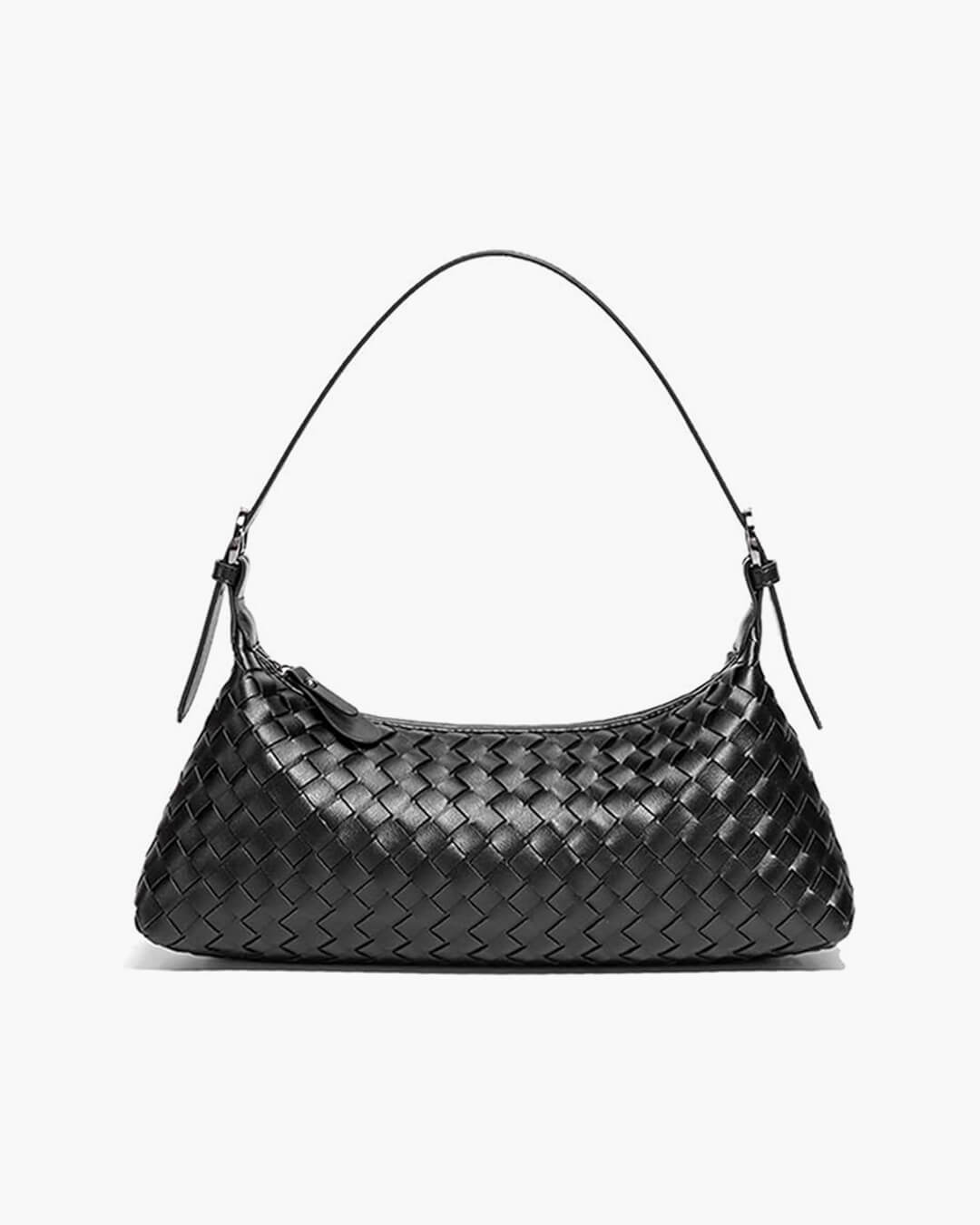 SEAME - Johanna Vegan Leather Woven Bag Black Regular