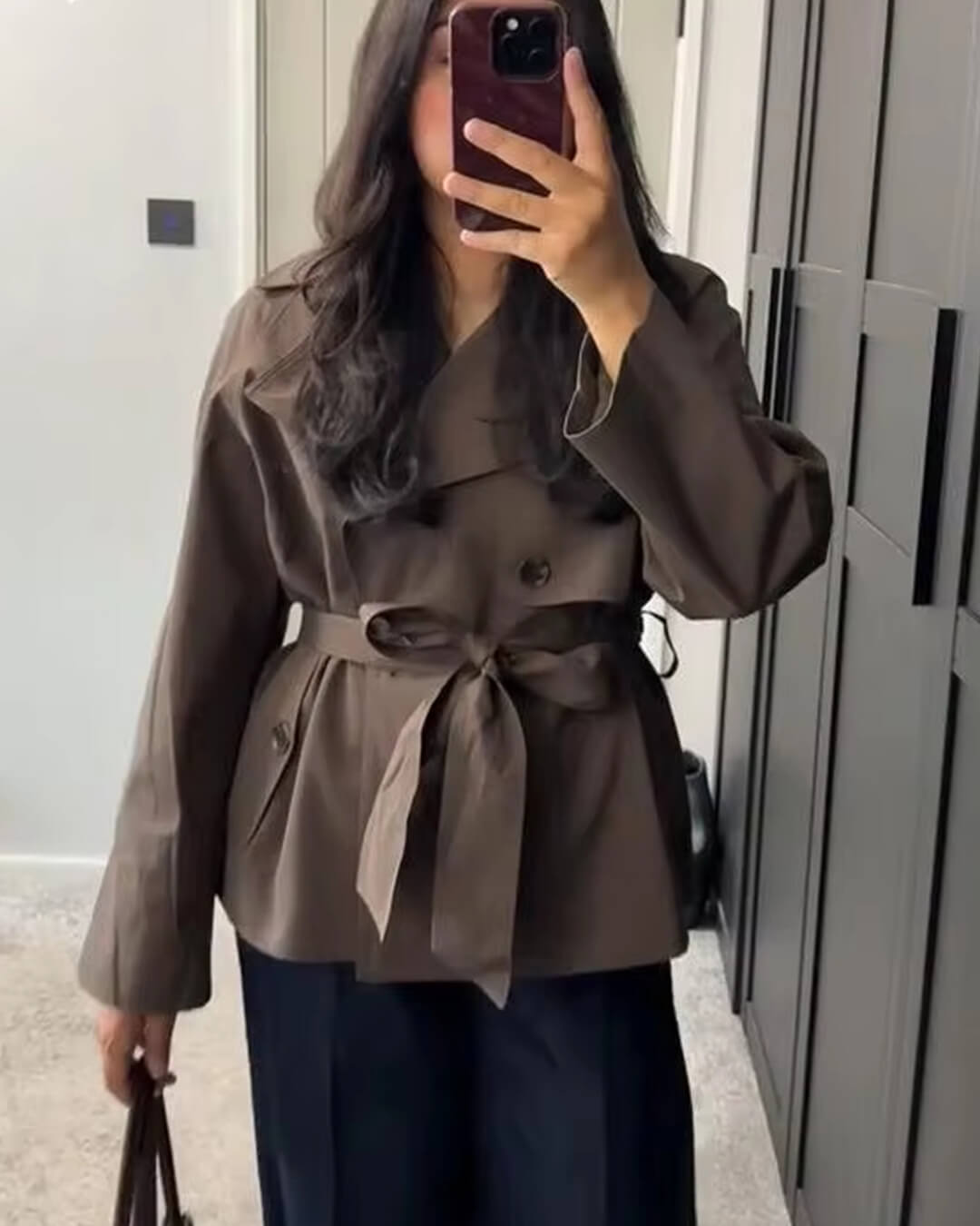 SEAME - Juliet Trench Coat Chocolate Brown XS