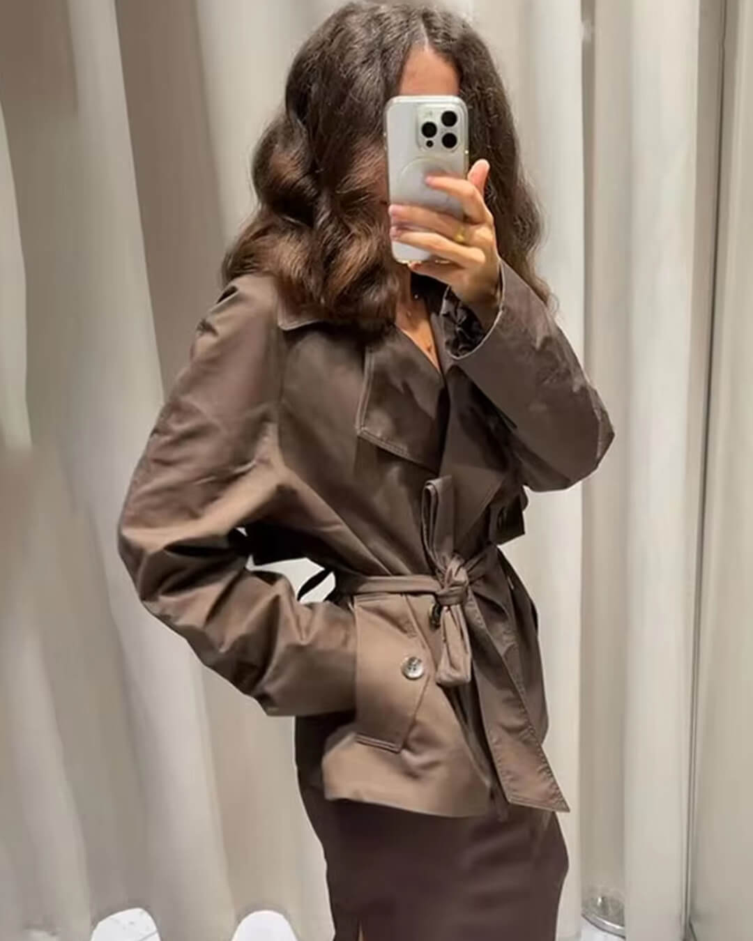 SEAME - Juliet Trench Coat Chocolate Brown S