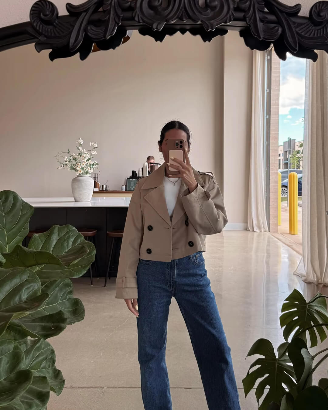 SEAME - Katrina Cropped Trench Coat Brown M