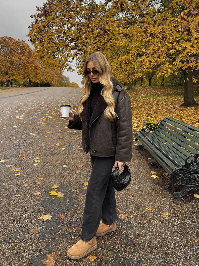 Seame - Laila Faux Leather Jacket Brown S