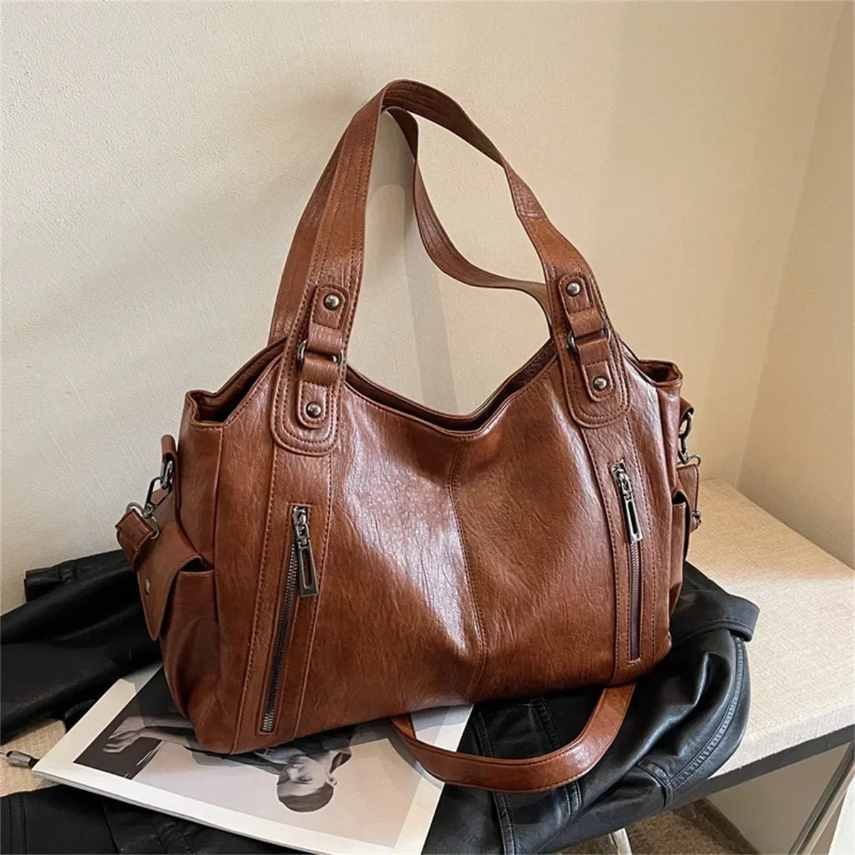 SEAME - Layla - Stylish Shoulder Bag for Women with Contrasting Colors & Spacious Design Brown