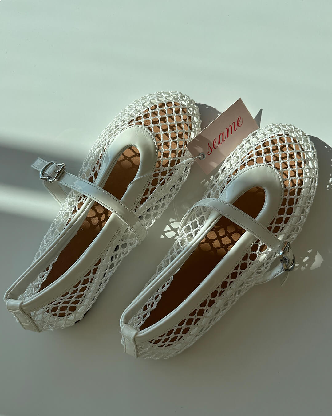 SEAME - Margaux Mesh Ballet Flats White 37