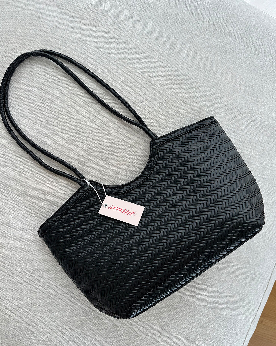 SEAME - Rica Woven Faux Leather Bag Black Regular