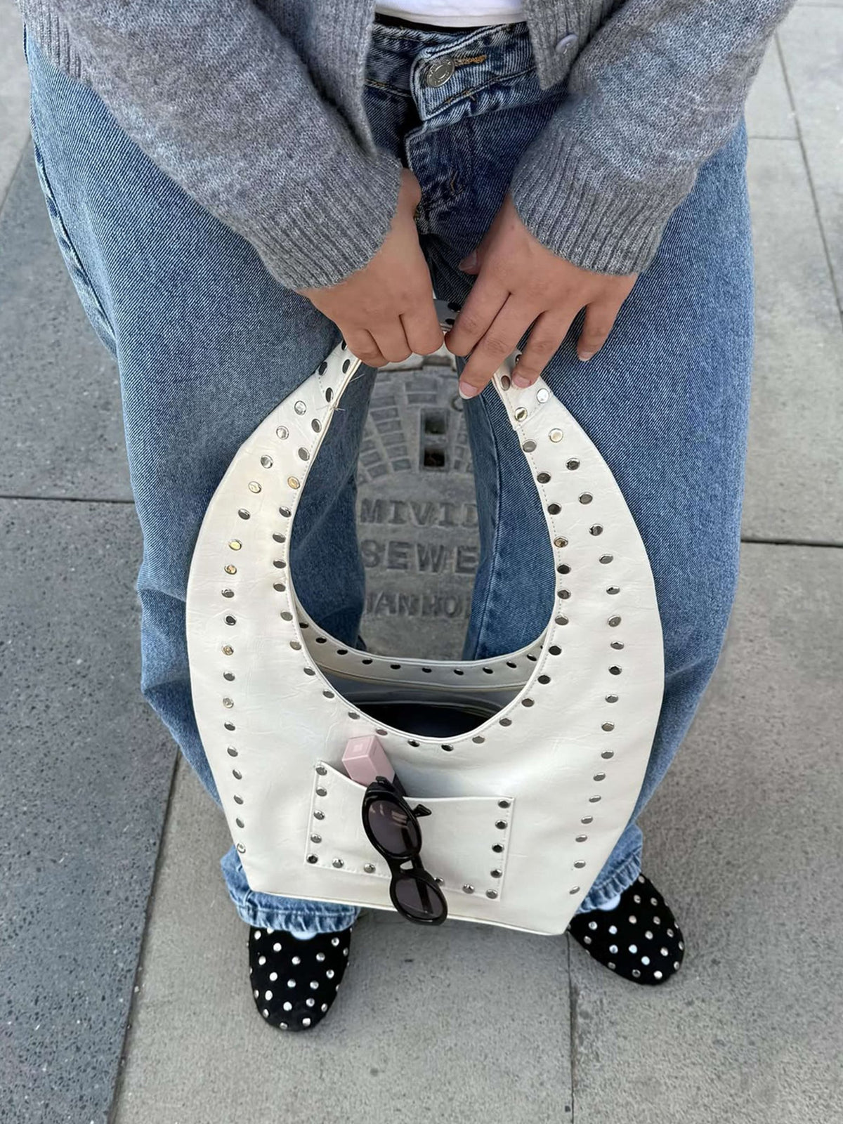 Seame - Stefani Studded Tote Bag Black Regular