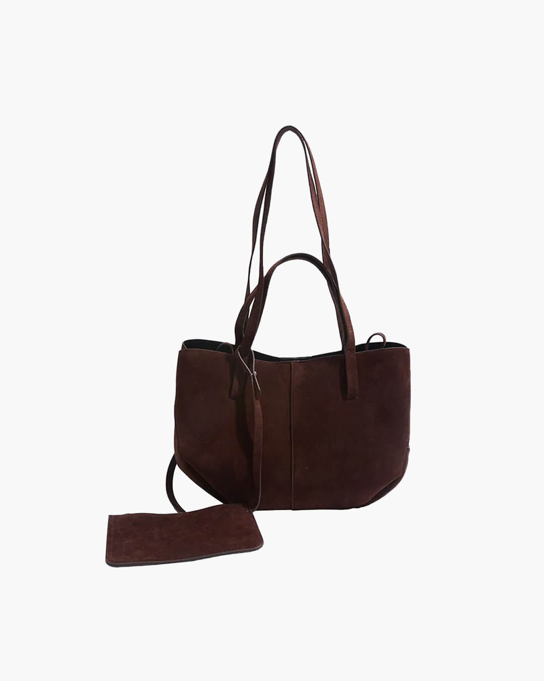 SEAME - Adriana - Vegan Leather Tote Bag with Large Capacity & Coin Purse for Women Dark Brown