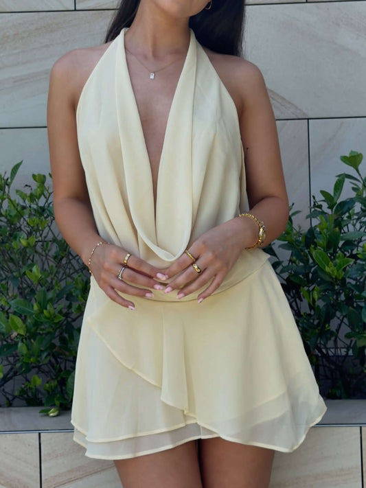 Seame - Andrea Mini Dress Butter Cream S