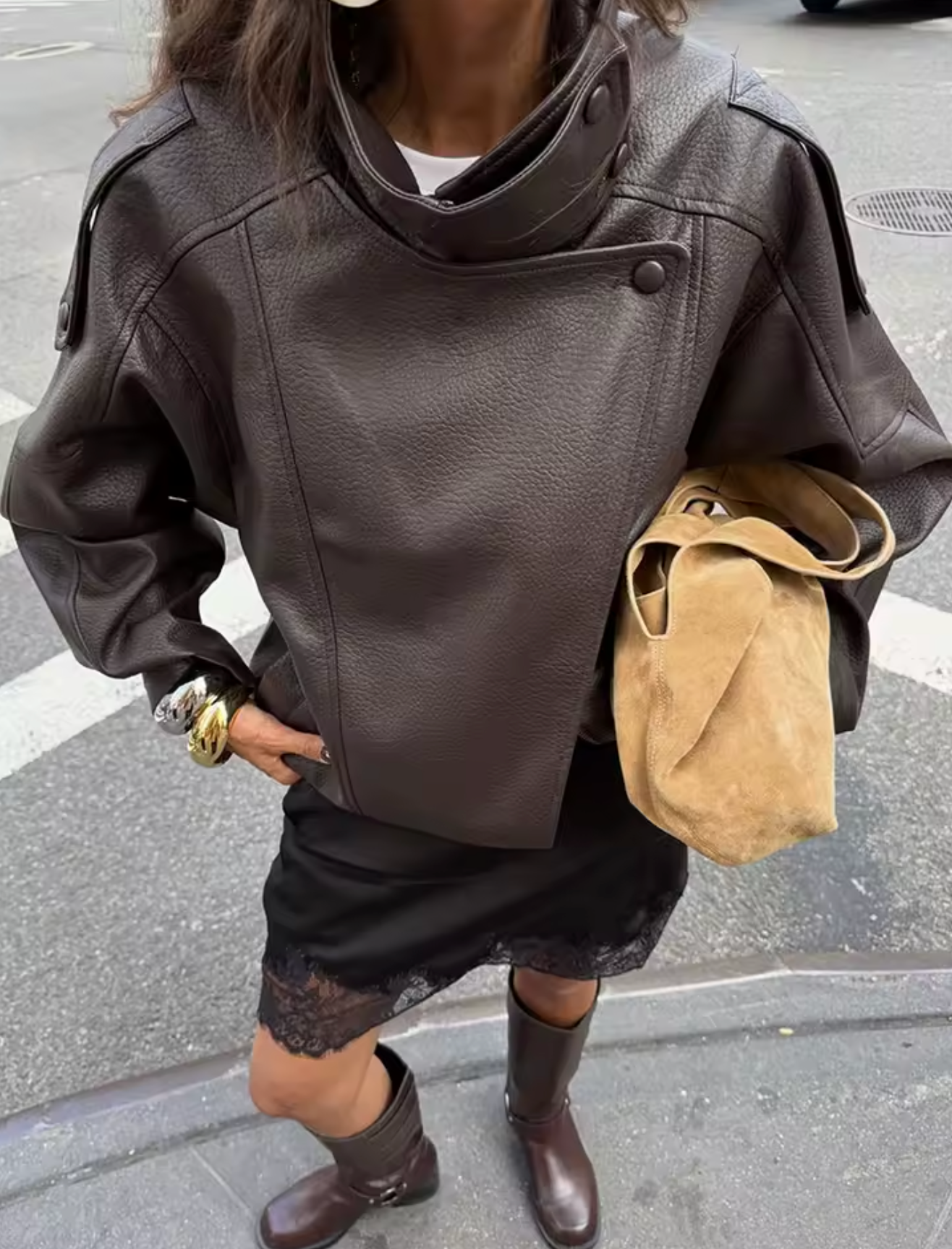 Cecil Asymmetrisk Läderjacka