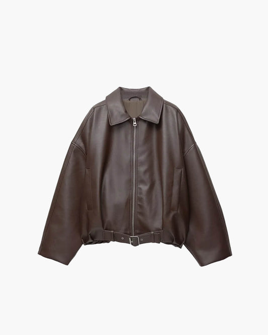 SEAME - Georgia Vegan Leather Jacket Brown S