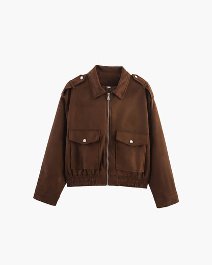 SEAME - Giana Suede Pilot Jacket Brown S