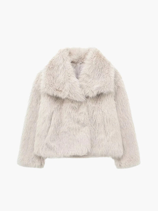 Seame - Jenna Faux Fur Coat Creme S