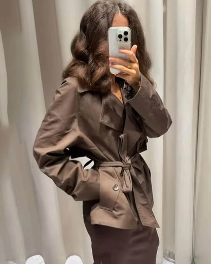 SEAME - Juliet Trench Coat Chocolate Brown S