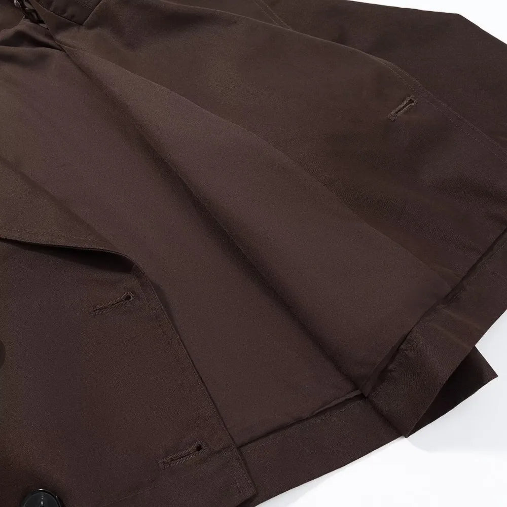 SEAME - Katrina Cropped Trench Coat Brown S