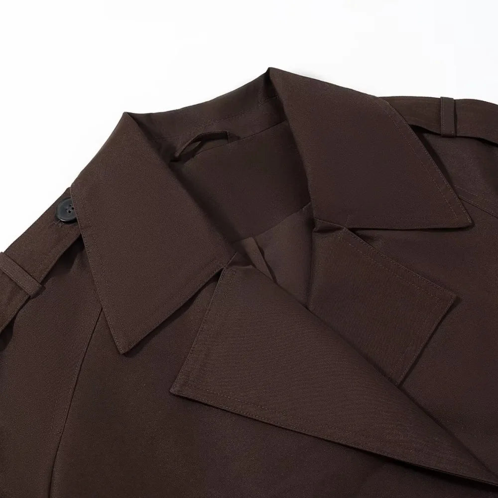 SEAME - Katrina Cropped Trench Coat Brown S