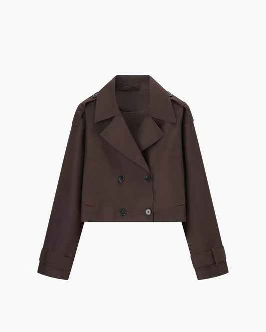 SEAME - Katrina Cropped Trench Coat Brown XS